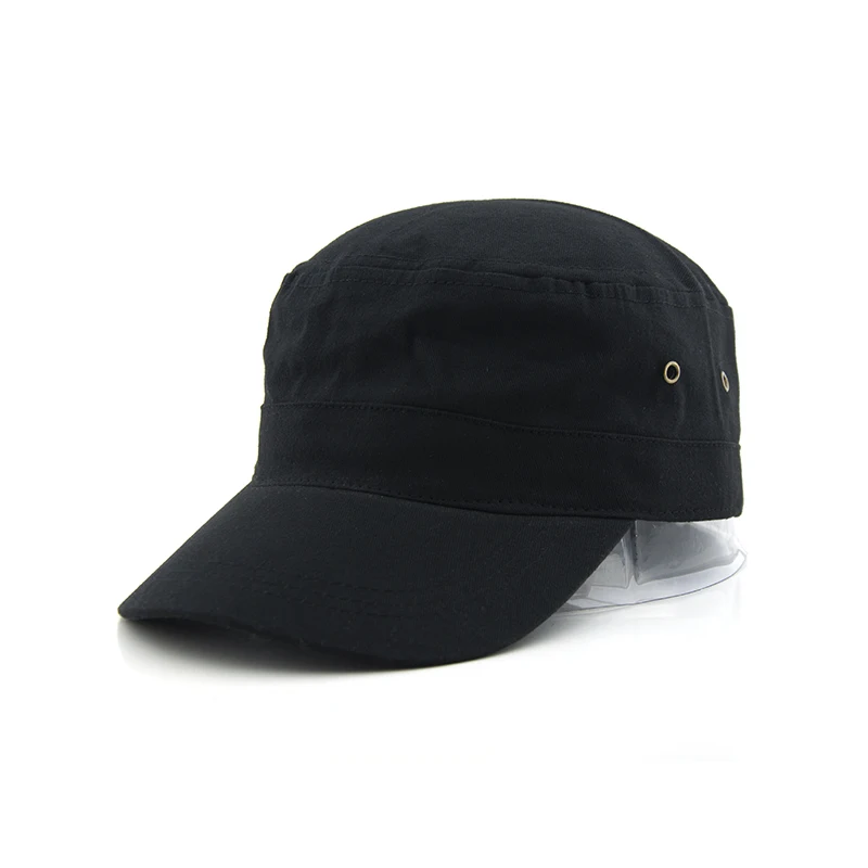 
Hot sale plain army cap flat top cap custom military cap embroidery army military hats 