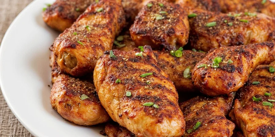 Side-by-side comparison of blackened and Cajun seasoned meat