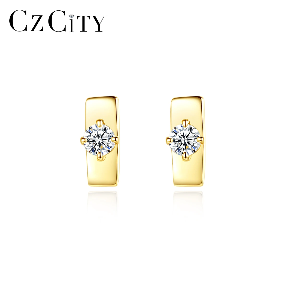 

LUOTEEMI CZ Stud Gold Plated Dainty Ear Ring Women Trendy Simple 925 Sale Mini Geometric Earrings