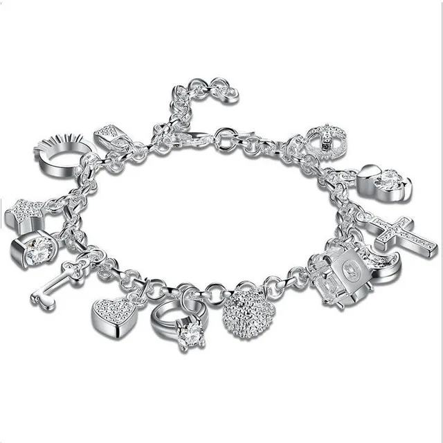 

Wholesale 13 Elements Charm Cuff Link Chain Bracelet, Silver