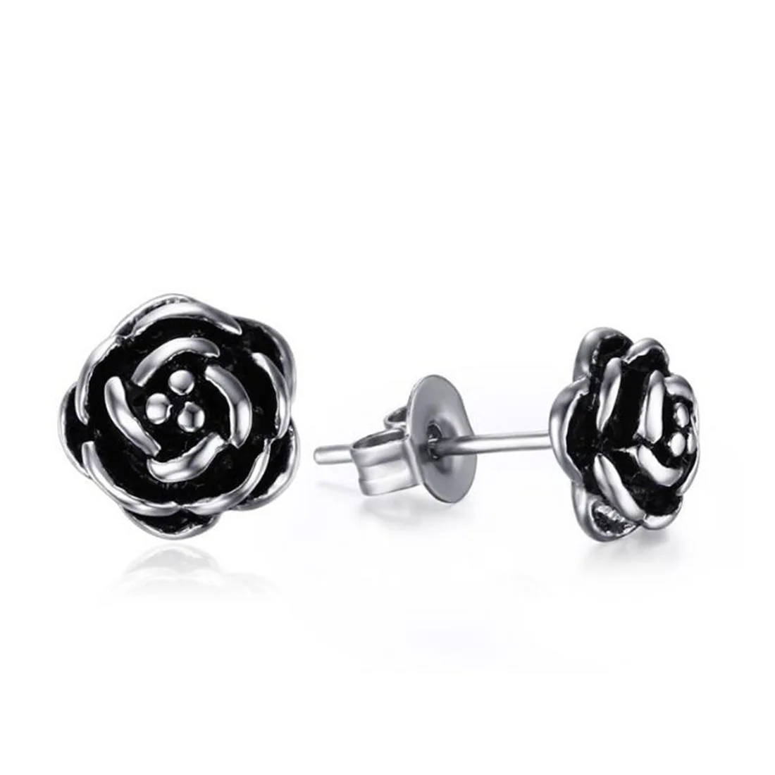 

ERJSF00022 7MM Womens Retro Rose Flower Surgical Steel Stud Stick Cartilage Earrings