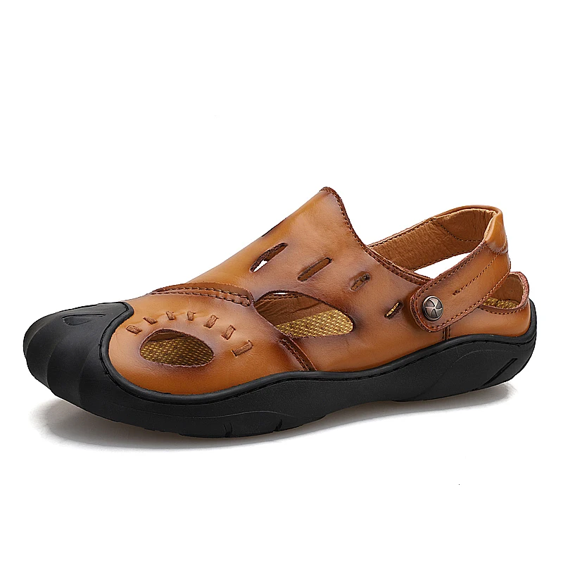 

2021New Fashion Model 1055 Footwear Summer Men Sandals Leather, Red/yellow/black