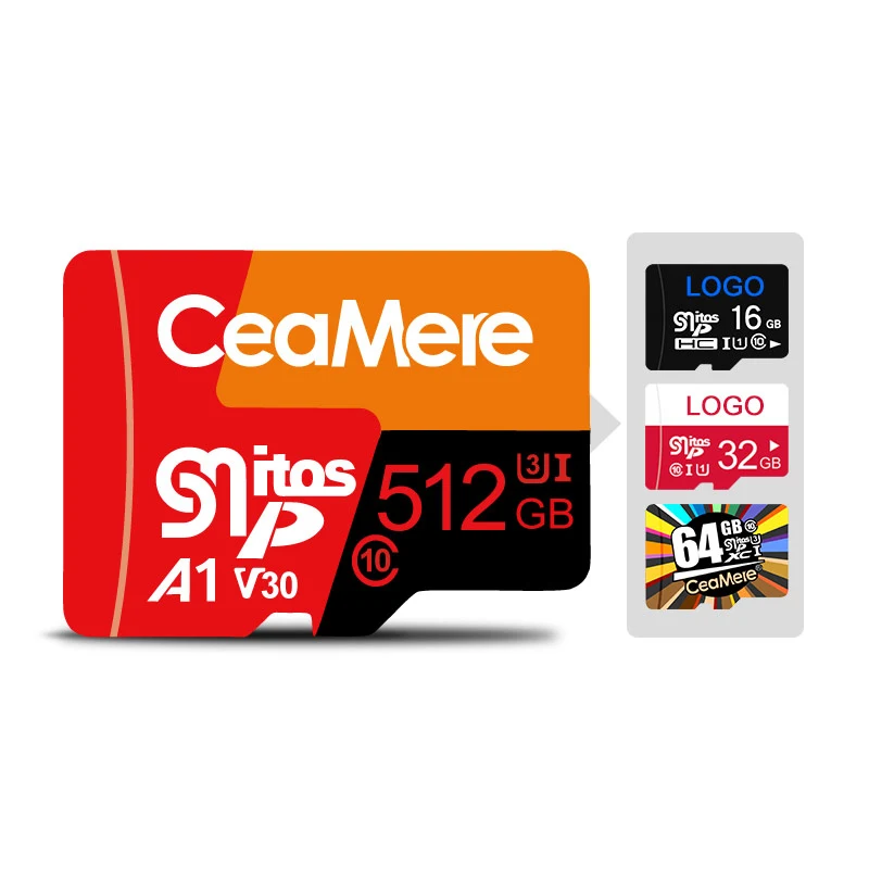 

Ceamere Three Colors Pattern 128GB Memory TF Cards Storage Geheugen Kart 8GB 16GB 32GB 64GB 256GB Micro Flash TF Memory Card 4GB