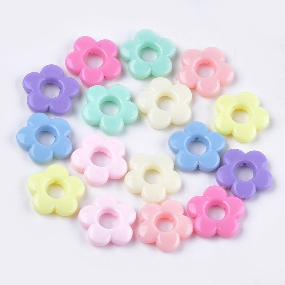 

PandaHall Mixed Color Flower Opaque Acrylic Big Hole Frames Bead