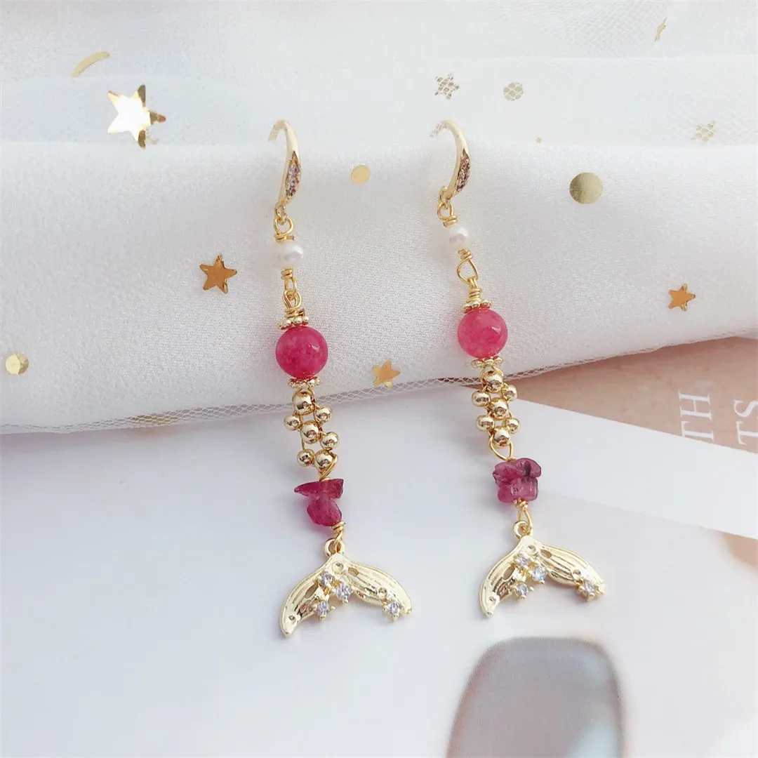 

Fashion Gold-plated Round Beads Micro Diamonds Strawberry Crystal Earrings High Quality Pearls Gold Vermeil Earrings, Picture shows