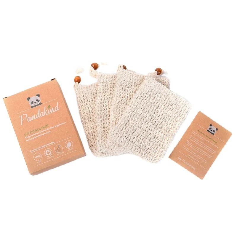 

Wholesale Customize Size Sisal/ Jute / Bamboo Fiber /cotton Exfoliant Sisal Soap Bag Natural Mesh Soap Bag