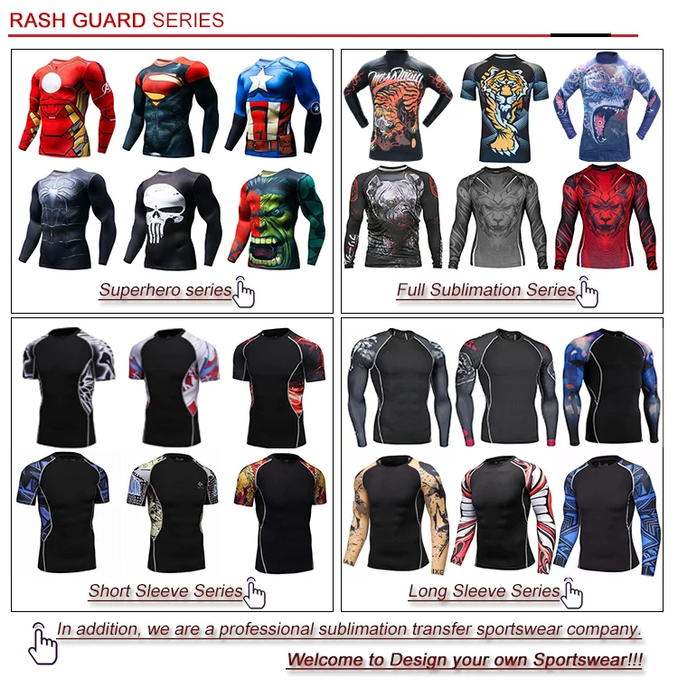 
High quality Full Sublimation Custom long sleeve compression shirt bjj rashguard Jiu Jitsu Boxing MMA Rash Guard 