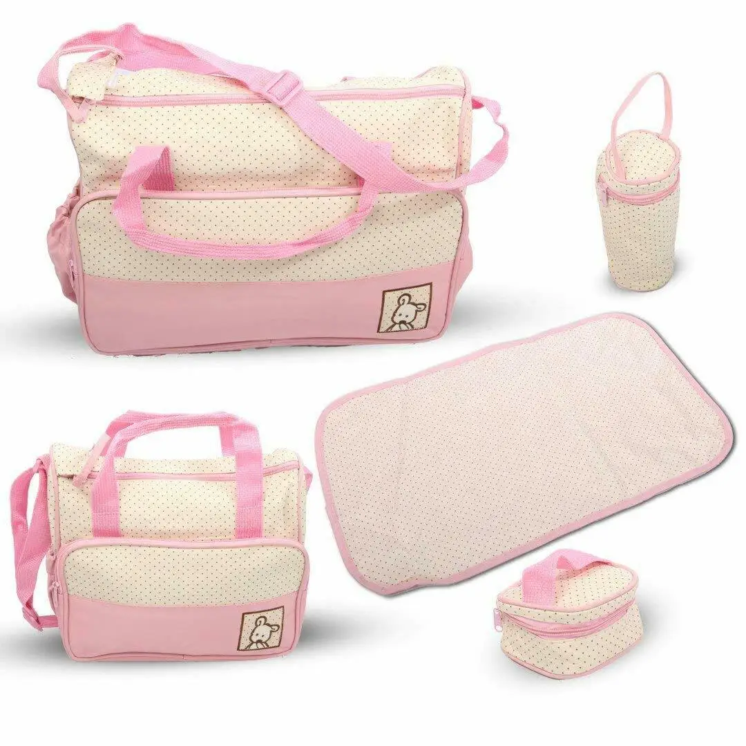 

Born Baby Gift Nappy Changing Bag Set 5pcs Mummy Maternity Hospital Organiser with diaper pad, Customized colors