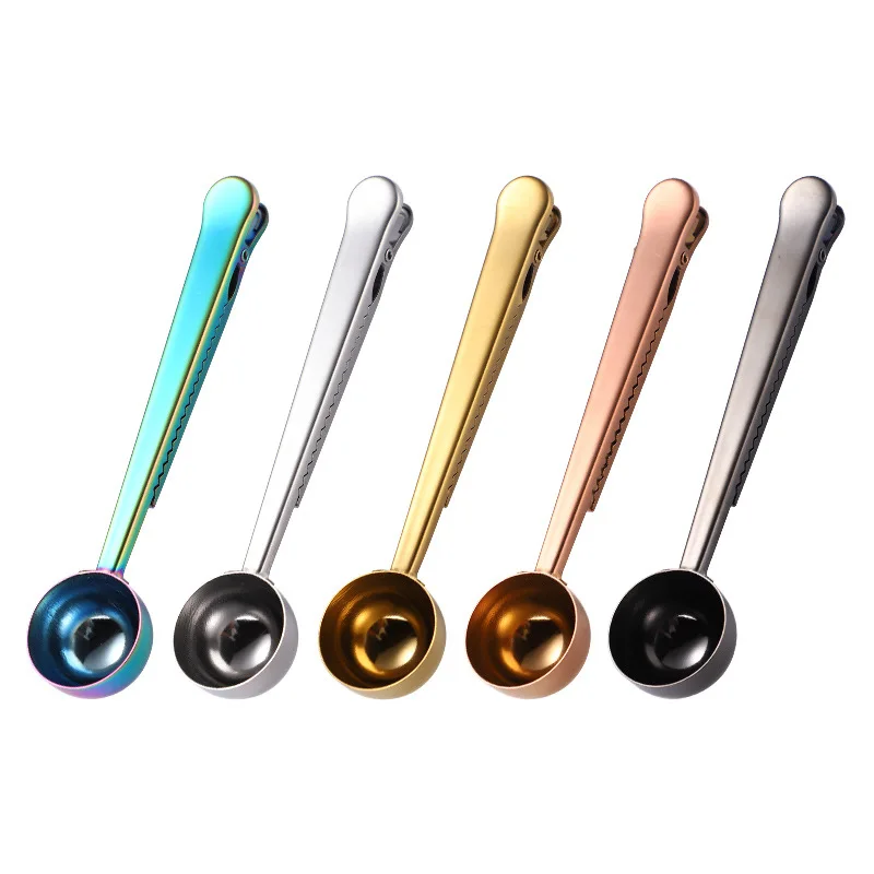 

H786 Home Kitchen Accessories Multi Colour Multifunction Coffee Spoons Stainless Steel Food Fresh Keeping Clip Spoon