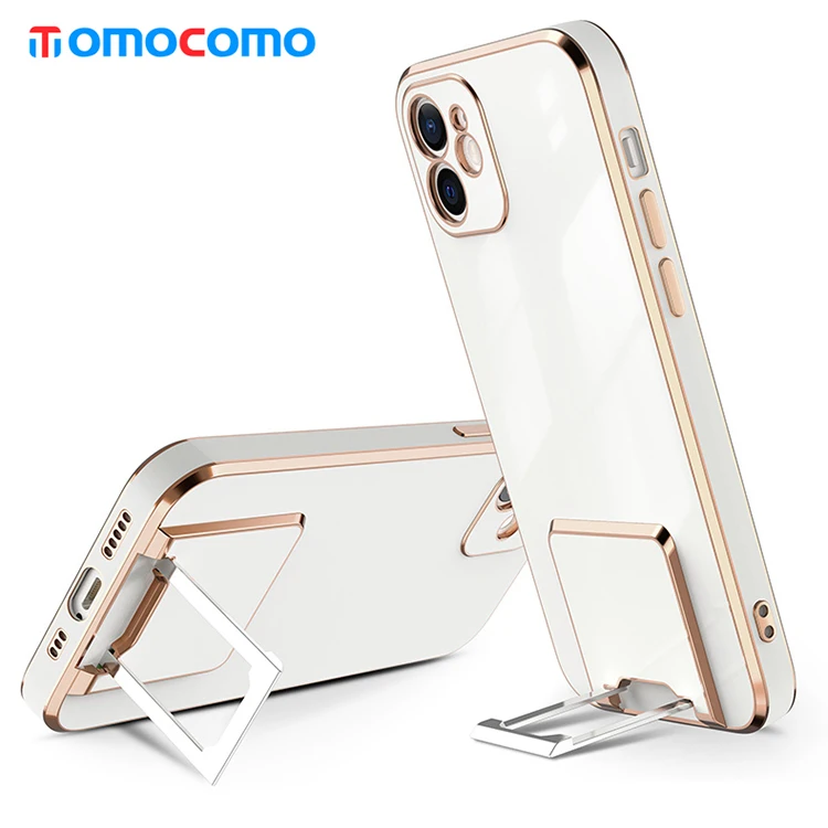 

TOMOCOMO Waterproof Plating Phone Case With Metal Kickstand For iphone 11 case For i phone7 plus 128gb For iphone x, Transparent