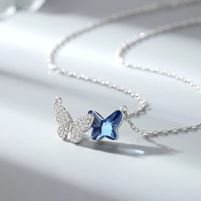 

Aimgal Original design S925 sterling silver butterfly necklace Austrian crystal pendant necklace for women
