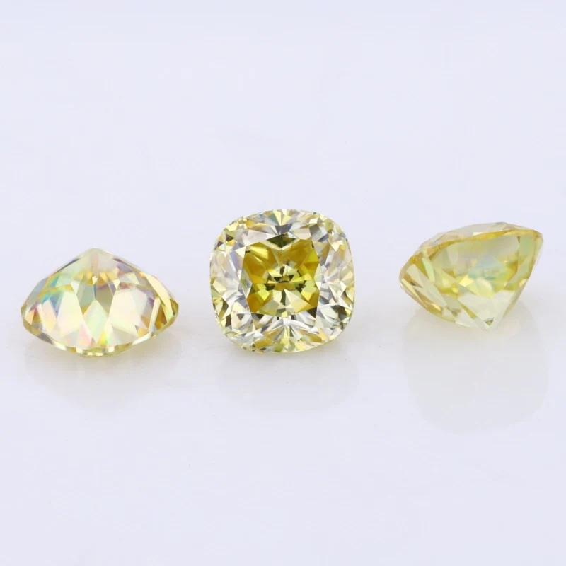 

Cushion shape brilliant cut moissanite colorful vivid yellow moissanite diamond