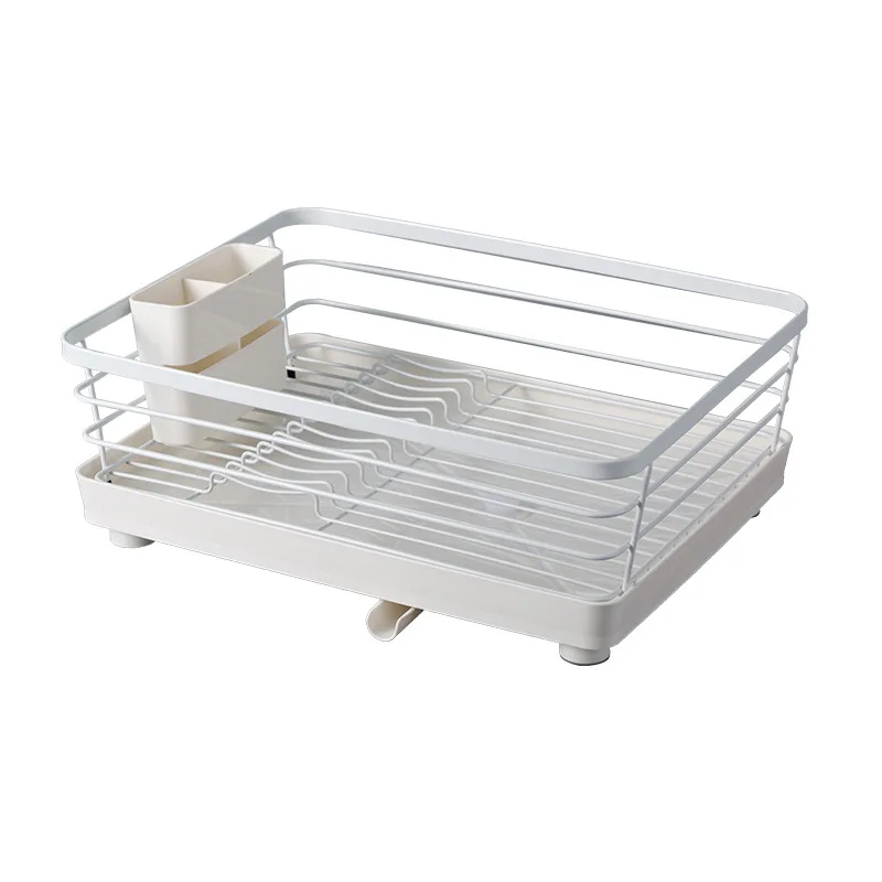 

High-quality kitchen multi-function stainless steel dish rack with drainage dish rack, space-saving stainless steel dish rack, White