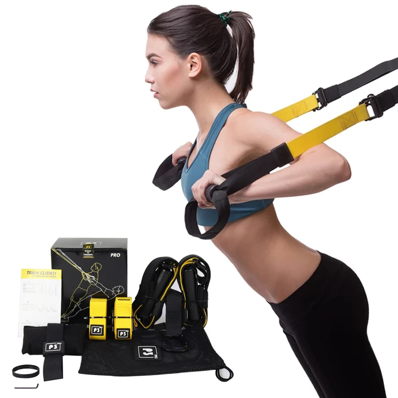

Pull Exercise Rope Strength Hanging Training Belt Fitness Exercise Home Workout Suspension Trainer Suspension Resistance Bands, Yellow-black