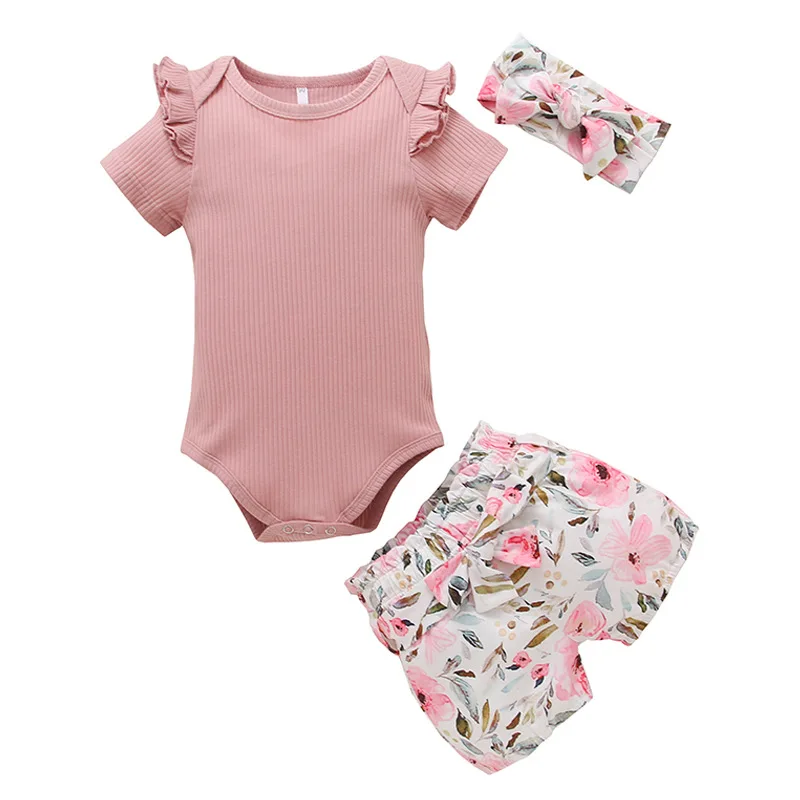 

Newborn baby girl clothes outfit infant ruffle romper pants set floral outfits baby clothes for girl