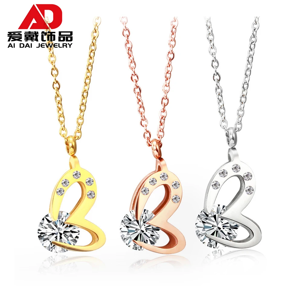 

Titanium steel sweet diamond love necklace feminine heart pendant pendant, Red