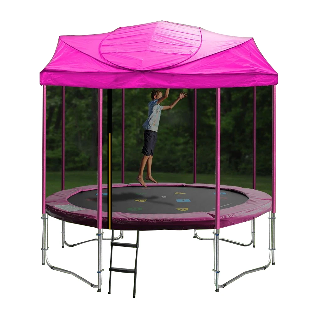 

14ft 16ft hot sale large professional round outdoor trampoline for kids with roof, Could customize your favorite color