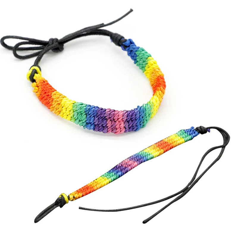 

Rainbow Rope Friendship Bracelet Hemp Rope Braided Gay Lesbian Bracelets LGBT Pride Wristband Handmade Jewelry Gift Kimter-M094F