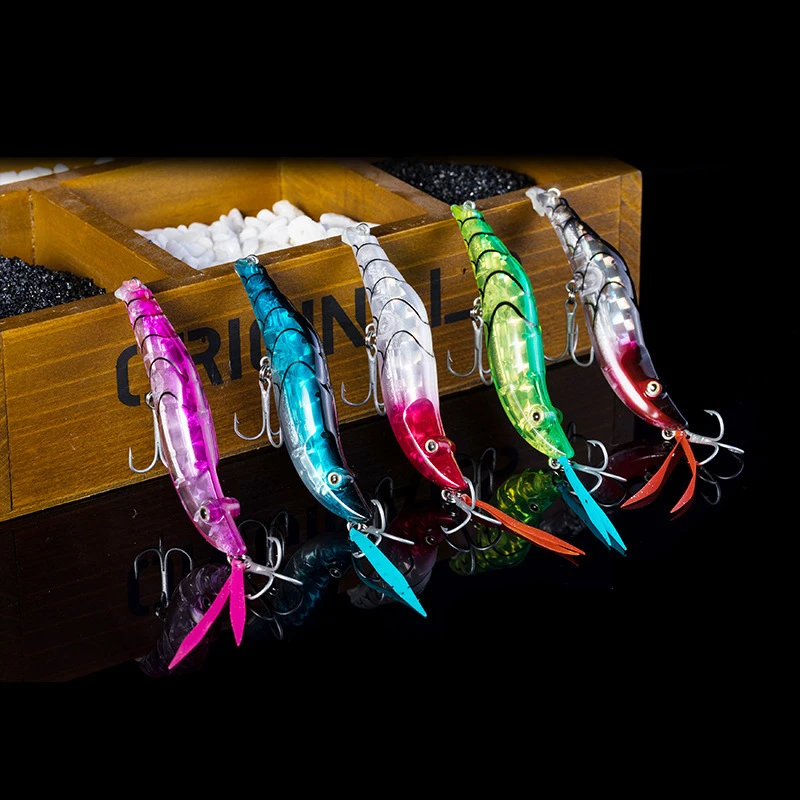 

Factory 80mm 15g New Artificial ABS Plastic Realistic Lifelike Fishing Hard Shrimp Bait, 12 colors