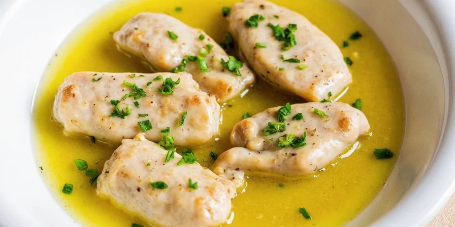 Golden grilled chicken drizzled with lemon herb sauce