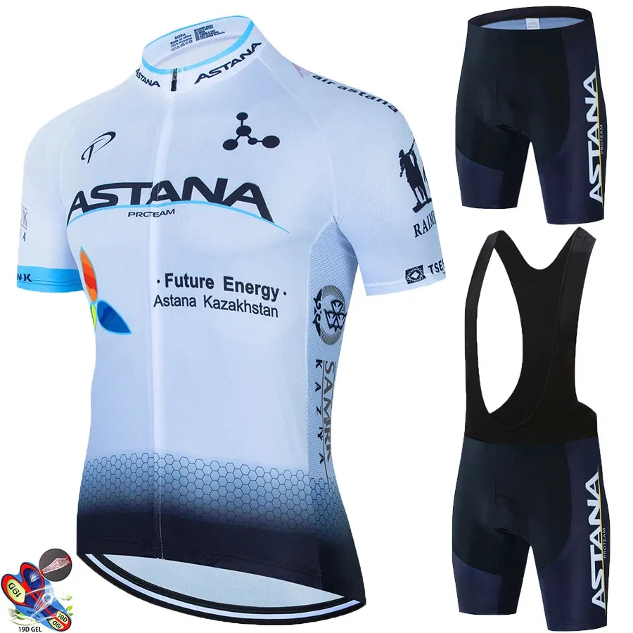 

2021 Pro Team ASTANA Cycling Jersey 19D Bib Set Bike Bicycle Sports Wear Riding Clothes Gel Padded Shorts for Men, Optional