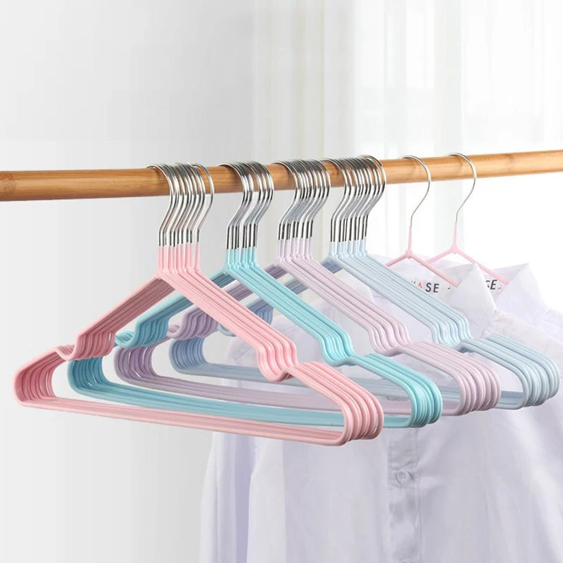 

non slip pink hangers manufacturer cheap metal hangers PVC coating plastic hangers, Green, pink, blue, gray