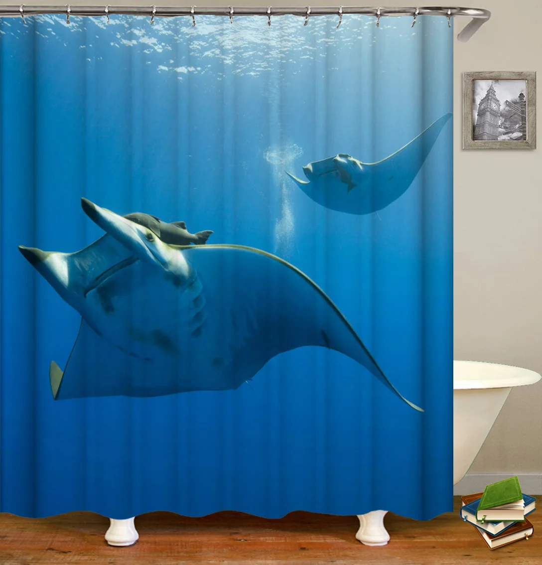 

Drop shipping, waterproof digital printing custom shower curtain, Ocean World 3D shower curtain/, Customized color