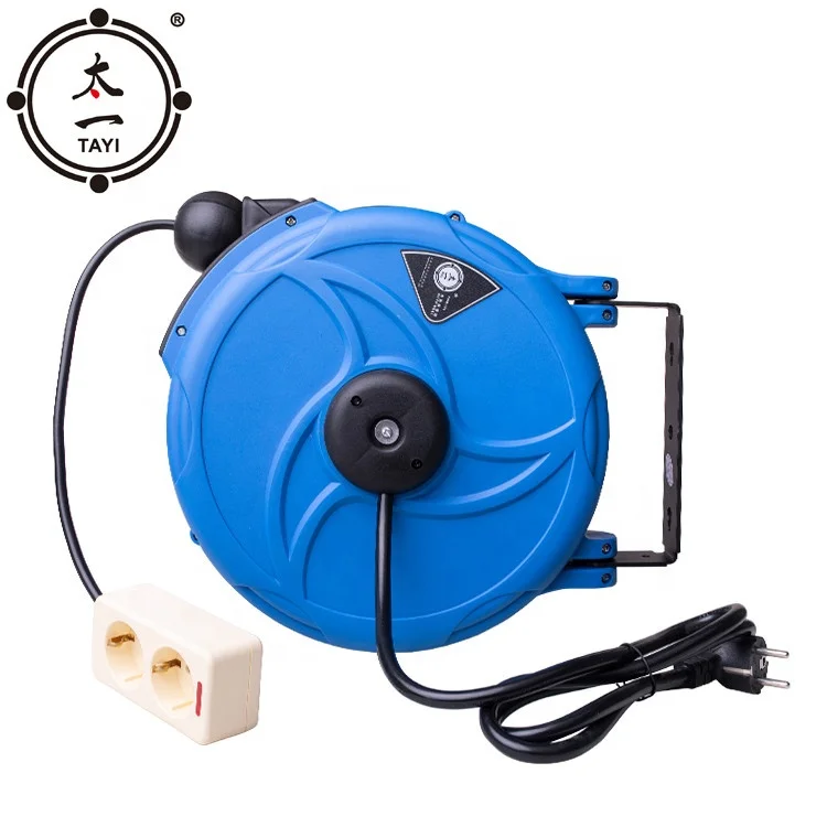 

10 Meters 3 core 2.5 square Automatic Retractable electric hose reel wall mount cable reel, Blue red yellow grey...
