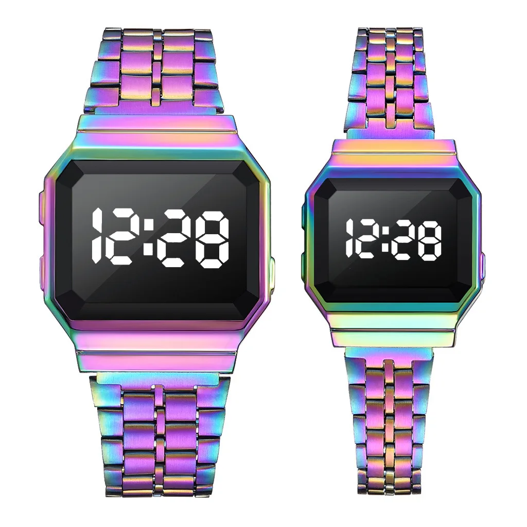 

The new male and female same electronic touch screen quartz watch wild steel belt couple watch