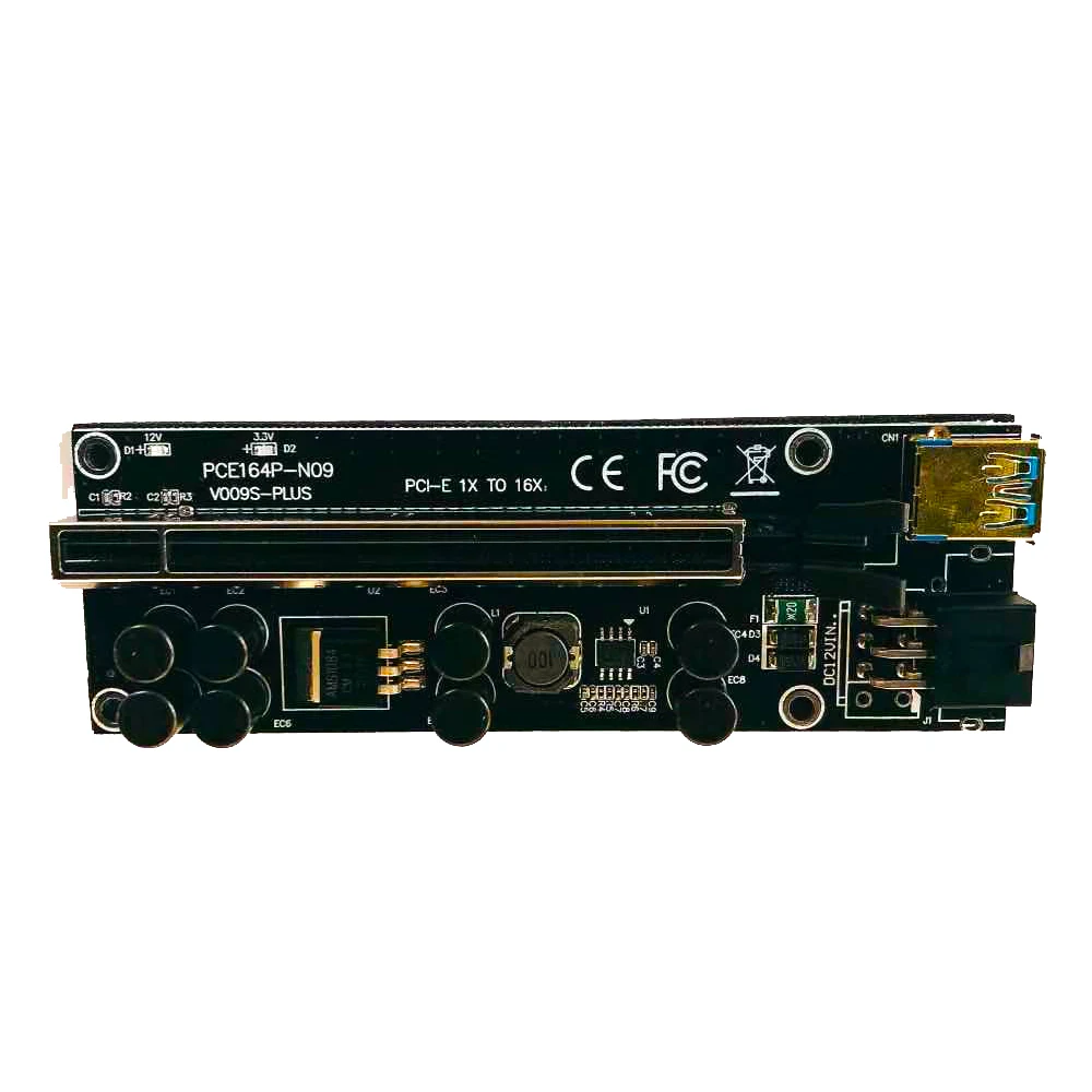

Golden Port Oxidation Resistance PCI-E Riser Card 009S PCI Express PCIE 1X to 16X Extender 1M 0.6M Usb 3.0 Riser Board, Black, red.