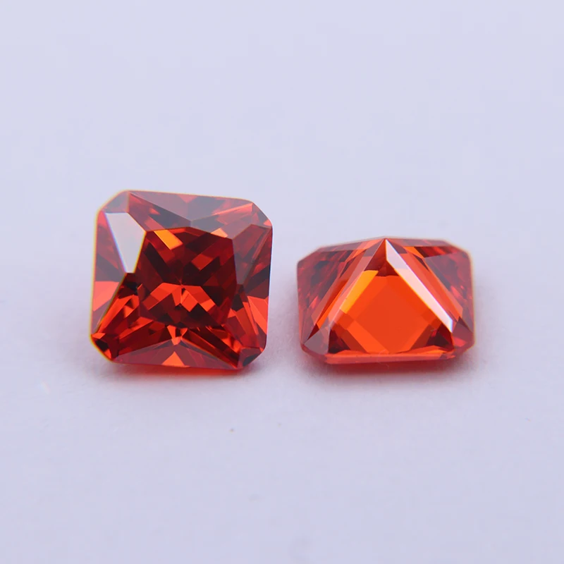 

6*6mm CZ D-Orange Cushion Diamond Cut Cubic Zirconia Gemstones