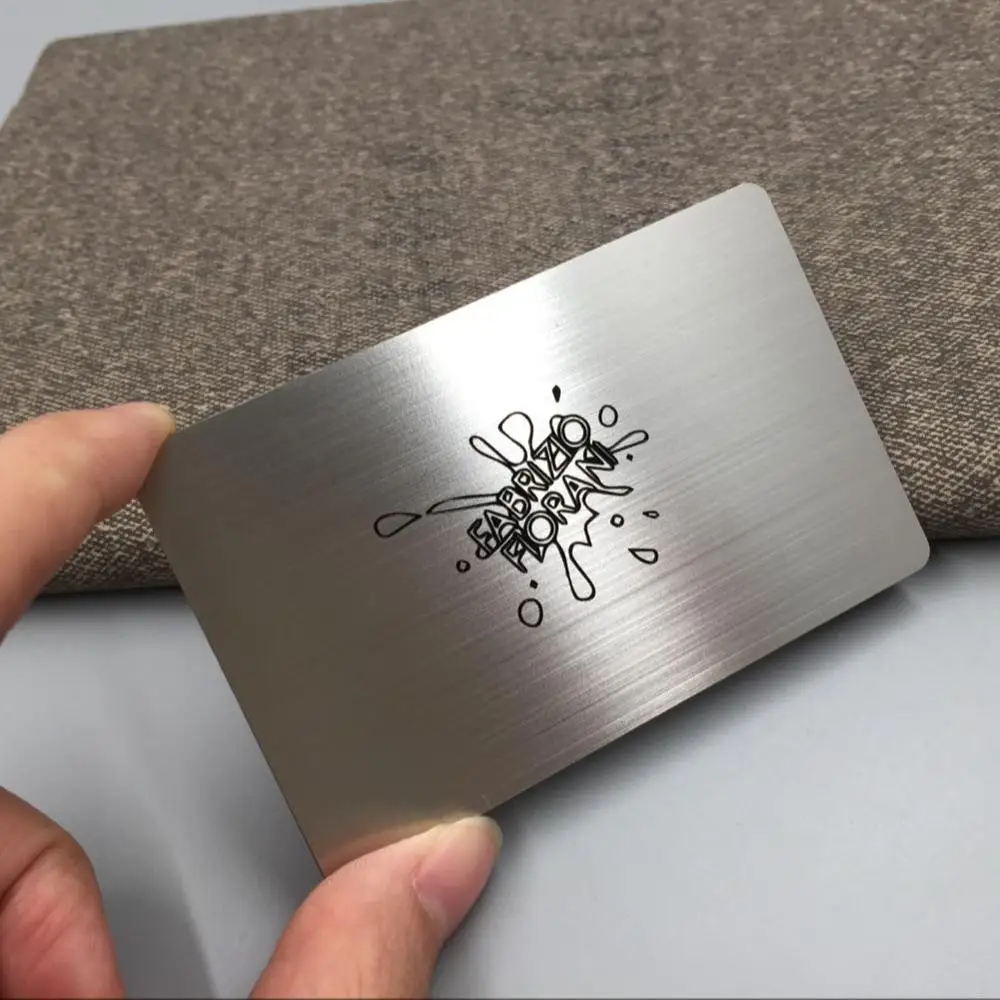 

DU silver etched laser stainless steel metal cards, Cmyk color or pantone color