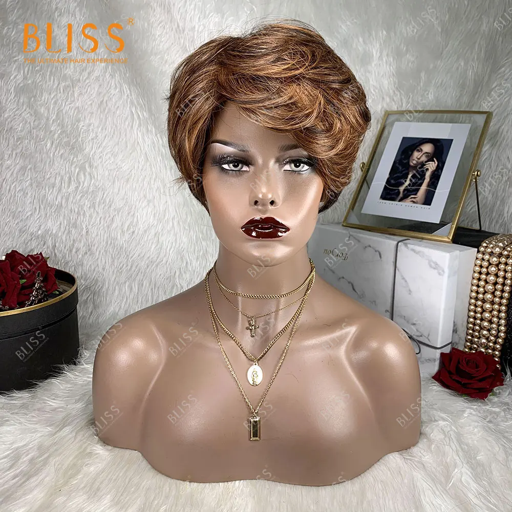 

Bliss Short Pixie Cut Human Hair Wigs Cheap Short Colored Wig Ombre Short Brazilian Human Hair Wigs Perruques Naturelles Courtes