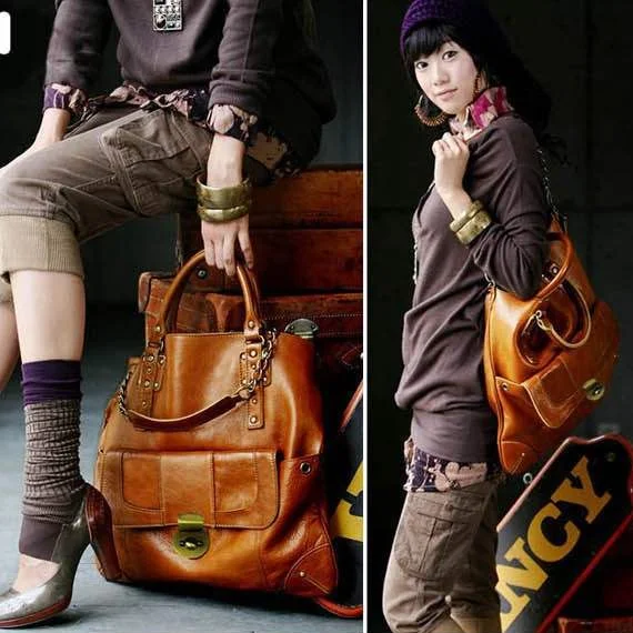 

Women's Fashion PU Leather Handbag Shoulder Crossbody Bag Tote Bag, Brown