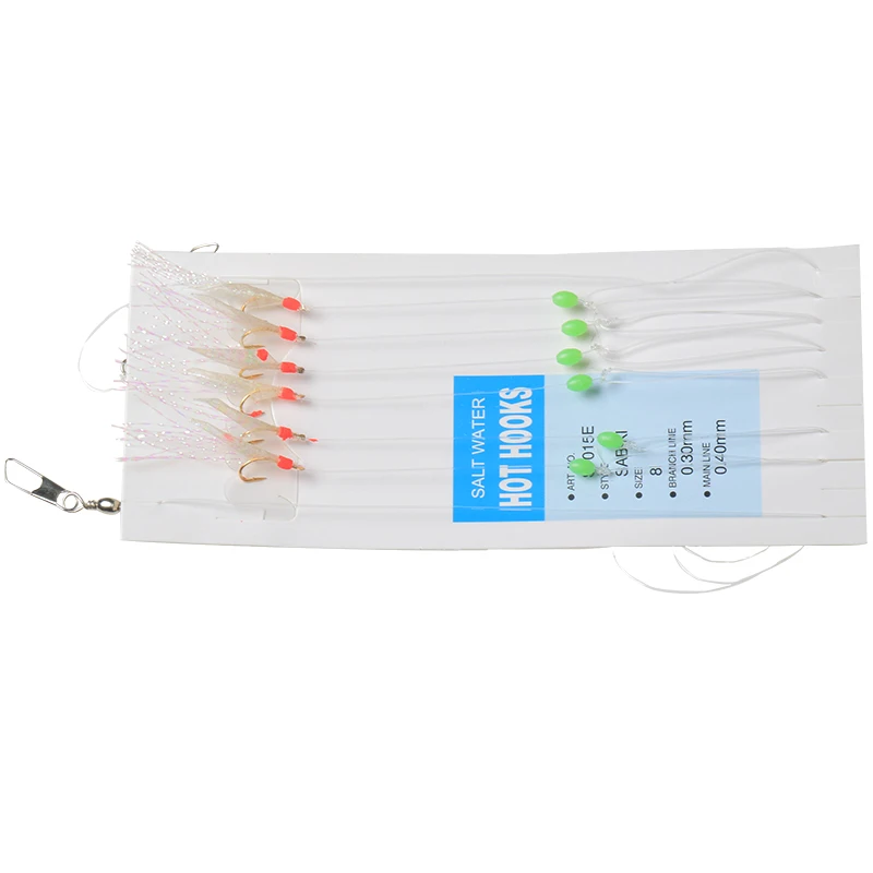

2021 new hot sale different sizes sabiki rig for sale with red real fish skin