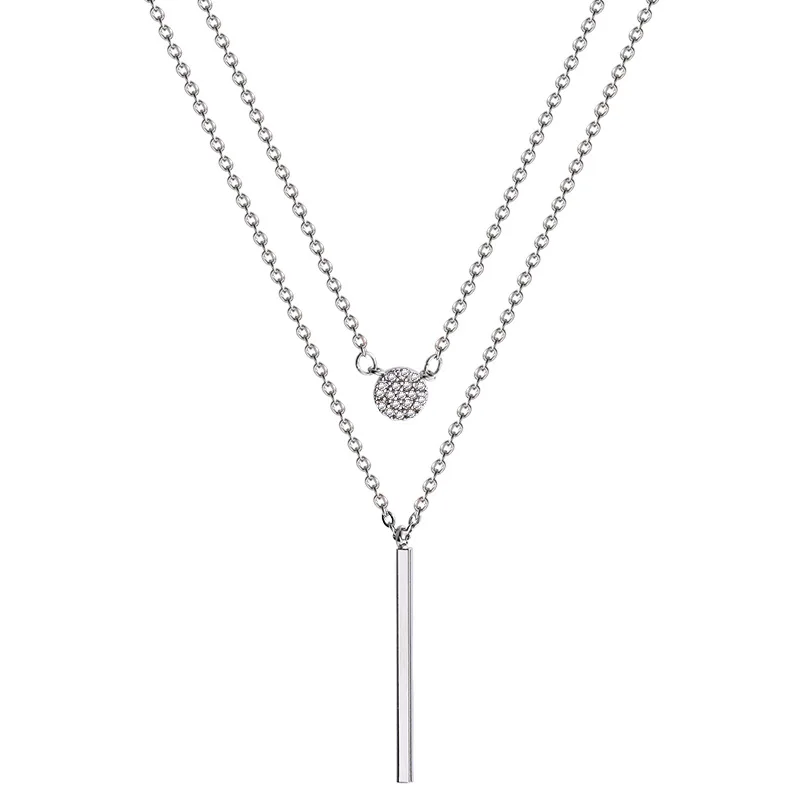 

Double Choker Chain Classic Stick Pendant Necklace Girl Long Link Chain Necklace For Women