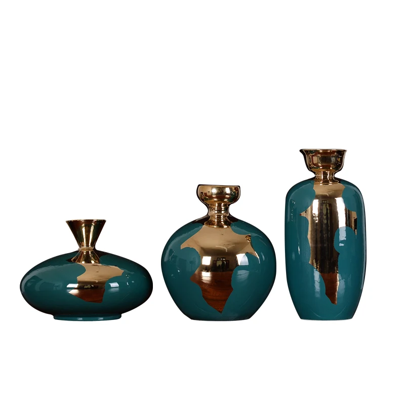 

Middle Century style ceramic vase porcelain decor with green glaze