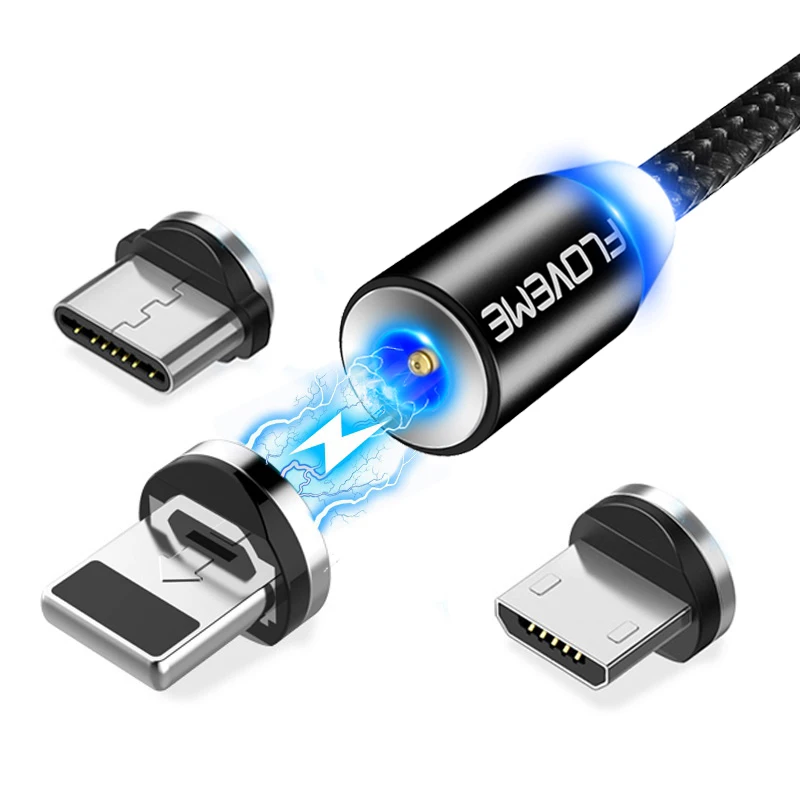 Free Shipping FLOVEME 2m Magnetic USB Charging Cable IOS Nylon Braided Magnet Phone Charger Cable