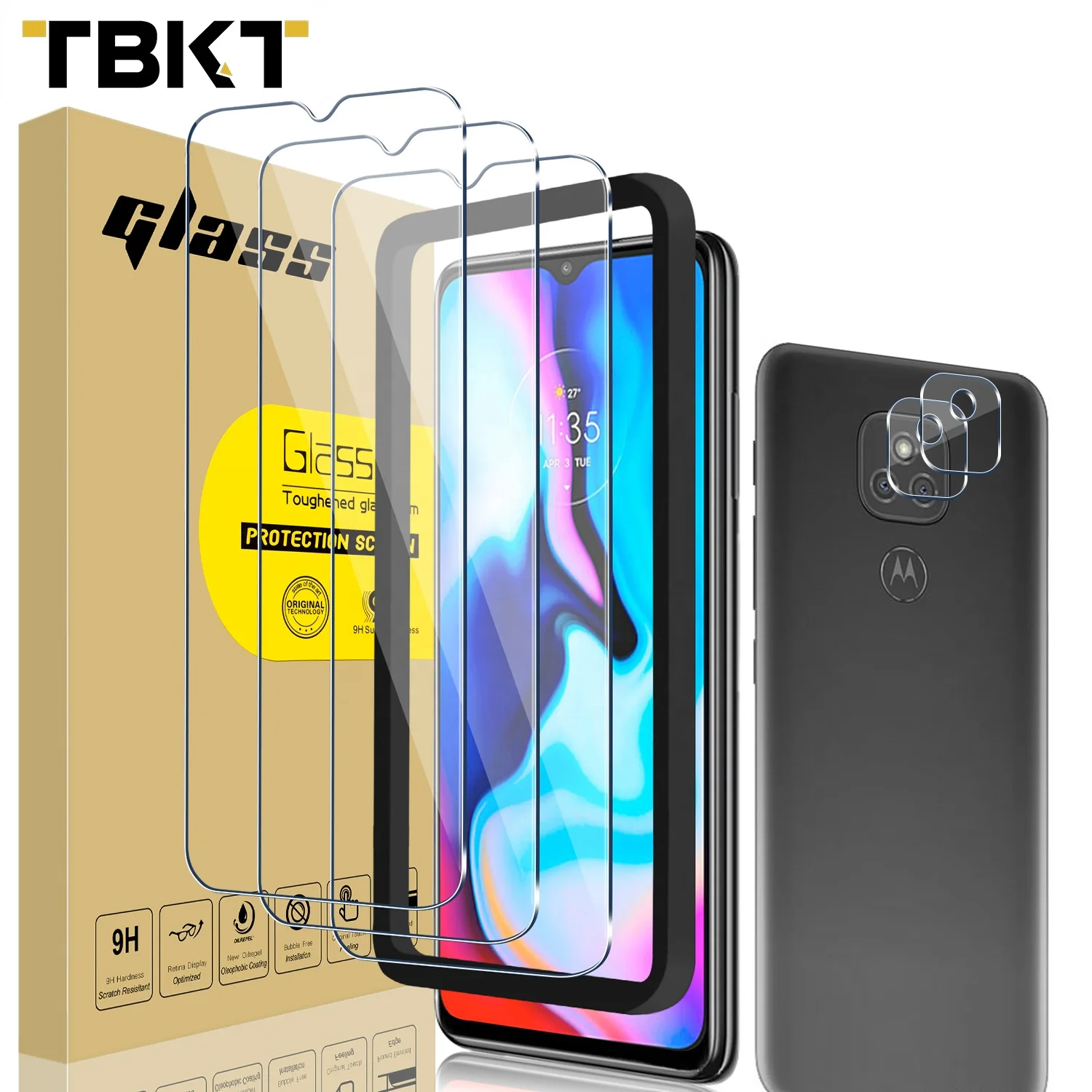 

Bubble Free Tempered Glass 3+2 Camera cover Screen Protective Glass Anti-Scratch for MOTO E7 Plus