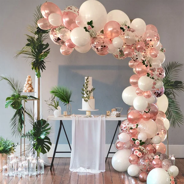

102 Pcs Balloon Arch Garland Kit Rose Gold Confetti Balloon Garland for Wedding Birthday Baby Shower Party Decorations