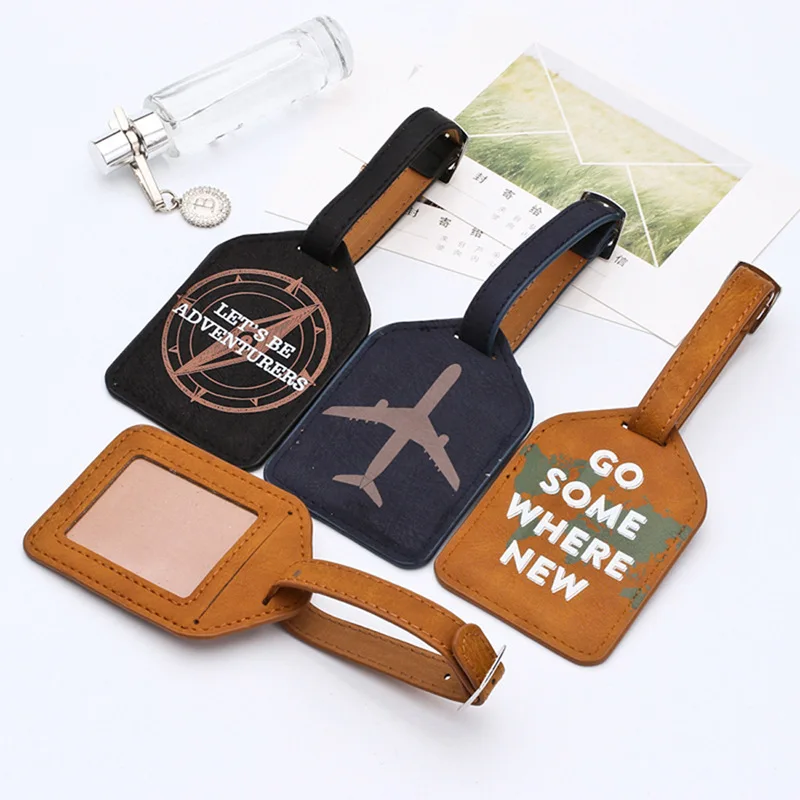 

Wholesale travel baggage tag PU leather retro luggage tag