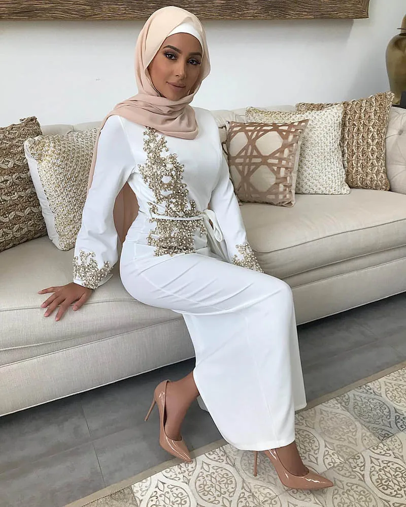 Chemise De Nuit Longue Pour Femme Musulmane - Modale Et Coton Respirant - Coupe Modeste Avec Gaufrage Doré