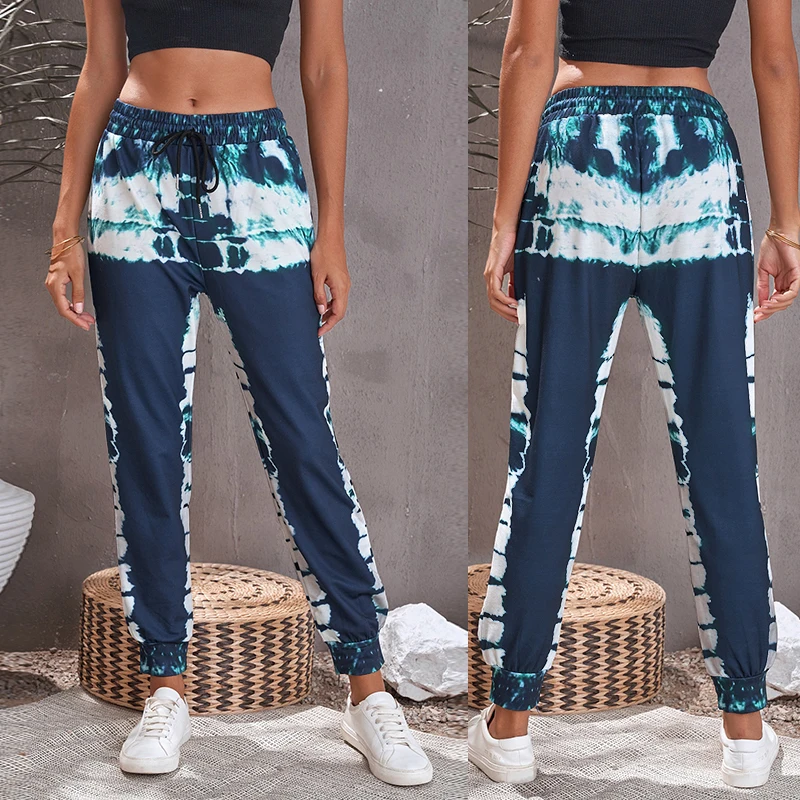 

New Arrival Wholesale Winter Fall Women Clothing Street Wear Tracksuit Womens Tie-Dyed Print Elastic Waist Jogger