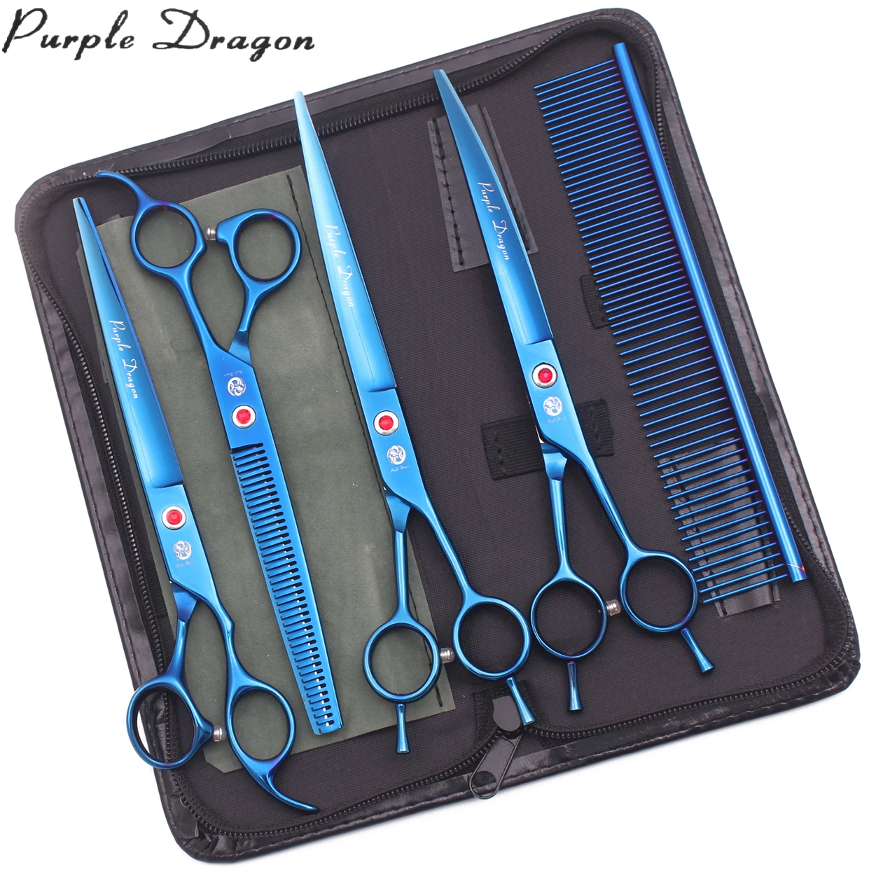 

Pet Grooming Scissors 8" Stainless Steel JP Dog Scissors Kit Add Case Cat Thinning Shears Straight Scissors Curved Shears Z3005, Purple