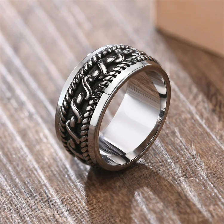 

Men's retro vintage jewelry stainless steel braided classis finger rings for men