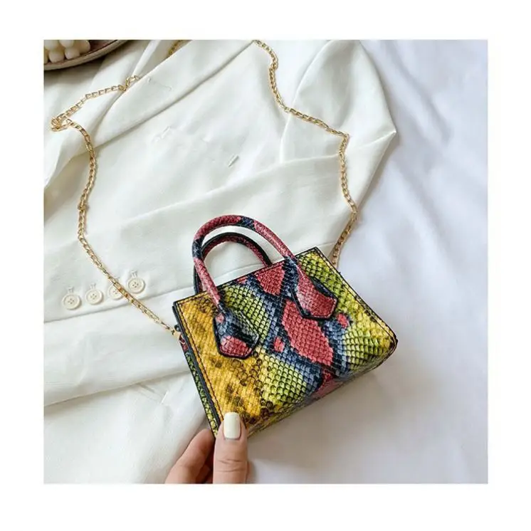 

Trendy Lady High Quality Bags Snake Print Small Handbags With Chain Fashion Handbags, Black or customized