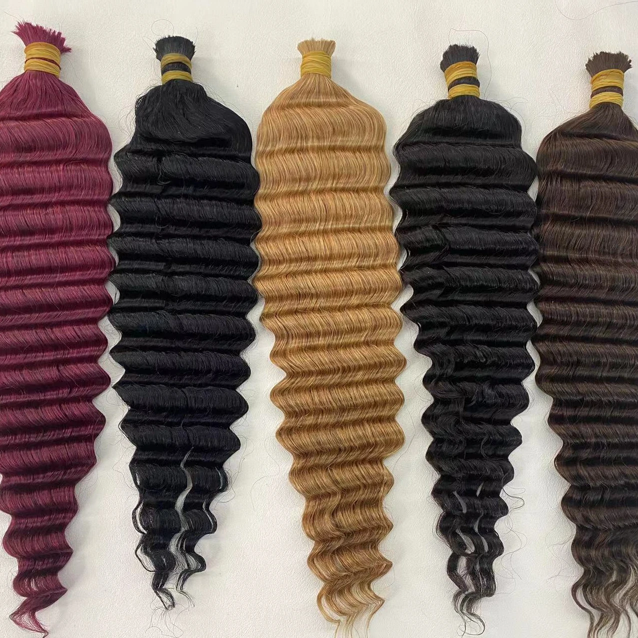 

Deep Wave Remy Human Hair Brazilian Silk Bulk Hair For Braiding Natural wave Hair Extensions No weft Crochet Braids #27 #bug #4