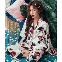 

Smmoloa 2019 Autumn Winter Long Sleeves Pijama Women Nature Silk Pajamas