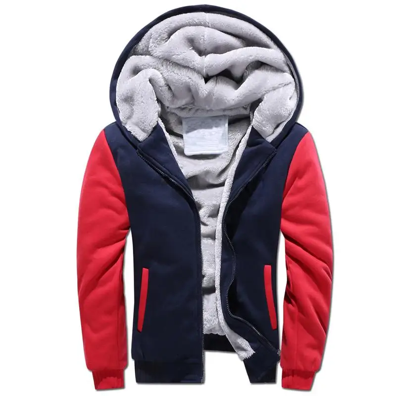 

Mens Winter Thick Warm Jacket Youth Hooded Zipper Coat, Customized color