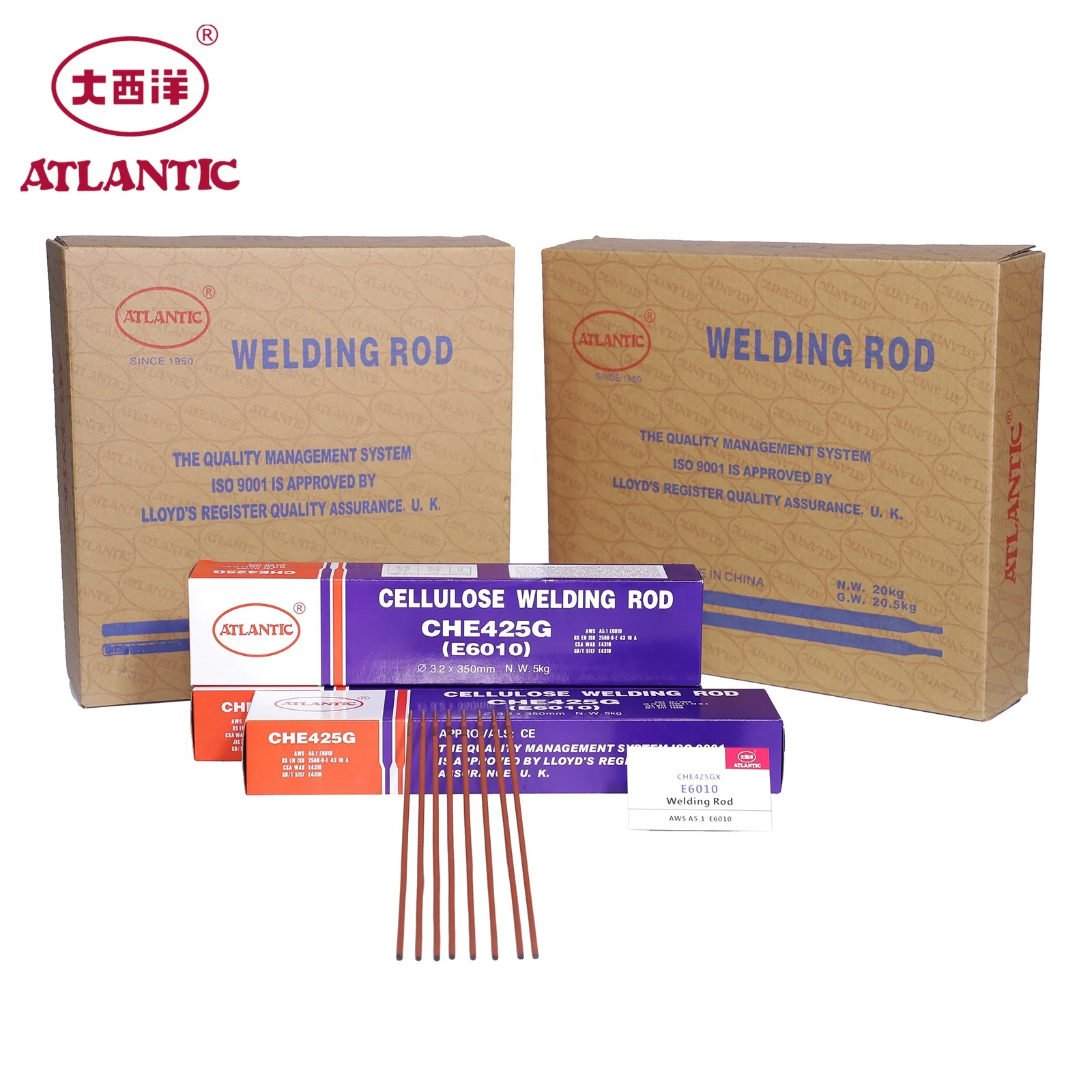 

ATLANTIC OEM OBM ODM Factory Price CHE425GX Carbon Steel Welding Rod AWS A5.1Welding Electrode E6010